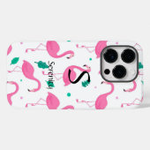 Coques Case-Mate iPhone Modèle flamingo Monogramme et nom Personnalisé (Verso (horizontal))