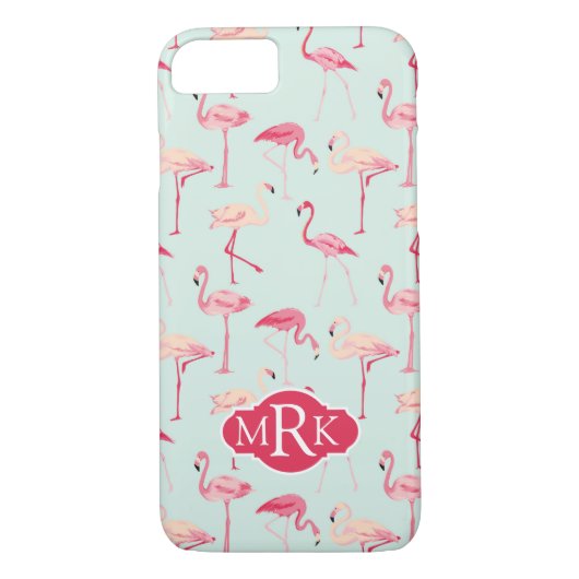 Coques Case-Mate iPhone Modèle Flamingo rétro| Monogramme (Dos)