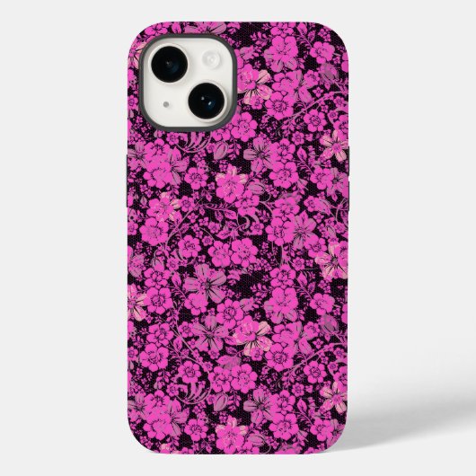 Coques Case-Mate iPhone Modèle floral 15.Rouge noir BG (Verso)