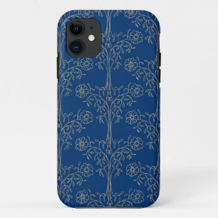 Case-Mate iPhone Case Modèle Floral à effet or élégant sur bleu foncé