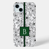 Coques Case-Mate iPhone Modèle floral blanc dessiné à la main et Monogramm (Verso)