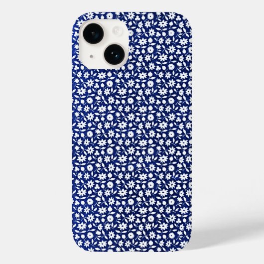 Coques Case-Mate iPhone Modèle floral bleu et blanc de la marine (Verso)