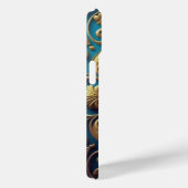 Coques Case-Mate iPhone Modèle floral bleu et or (Verso / Droite)