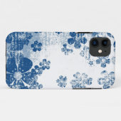 Coques Case-Mate iPhone Modèle floral bleu rétro (Dos (Horizontal))