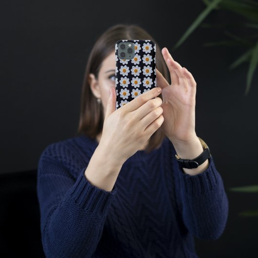 Coques Case-Mate iPhone Modèle floral dahlia blanc sur noir