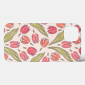 Coques Case-Mate iPhone Modèle floral de tulipe sans joint - Botanique Vin (Verso (horizontal))