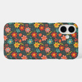 Coques Case-Mate iPhone Modèle floral dynamique sur Turquoise (Verso (horizontal))