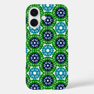 Coques iPhone 16 Modèle floral géométrique rétro
