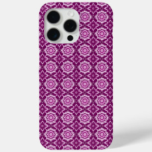 Coque iPhone 15 Pro Max Modèle floral géométrique vintage violet