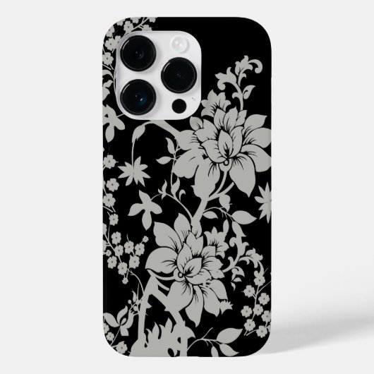 Coques Case-Mate iPhone Modèle floral noir et argent (Verso)