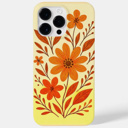 Coques Case-Mate iPhone Modèle Floral Orange Rétro (Verso)