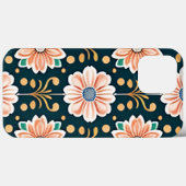 Coques Case-Mate iPhone Modèle Floral orange sur un Arrière - plan noir (Verso (horizontal))