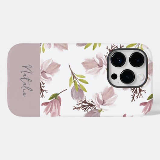 Coques Case-Mate iPhone Modèle floral pastel à script mignon personnalisé (Verso (horizontal))