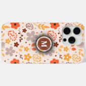 Coques Case-Mate iPhone Modèle floral personnalisé avec nom de monogramme (Verso (horizontal))
