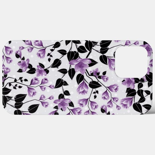 Coques Case-Mate iPhone Modèle Floral pourpre (Verso (horizontal))