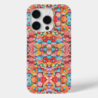 Coque iPhone 15 Pro Modèle floral principalement rose