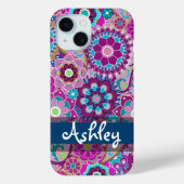 Coques Case-Mate iPhone Modèle floral rétro avec nom (Verso)