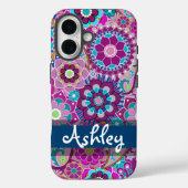 Coques Case-Mate iPhone Modèle floral rétro avec nom (Verso)