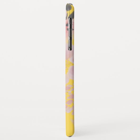 Coques Case-Mate iPhone Modèle floral rose jaune élégant avec monogramme (Dos/Gauche)