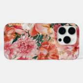 Coques Case-Mate iPhone Modèle Floral rose orange (Verso (horizontal))