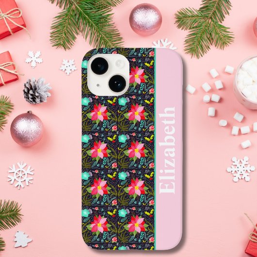 Coques Case-Mate iPhone Modèle moderne de poinsettia de Noël