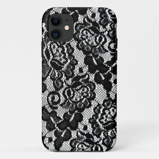 Coques Case-Mate iPhone Modèle noir romantique de dentelle (Dos)