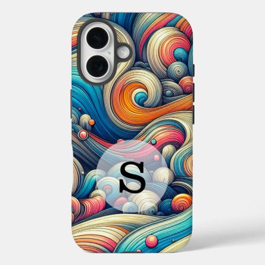 Coques Case-Mate iPhone Modèle personnalisé impression ondulée psychédéliq (Verso)