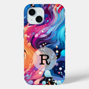 Coque Pour iPhone 15 Modèle personnalisé motif ondulé coloré