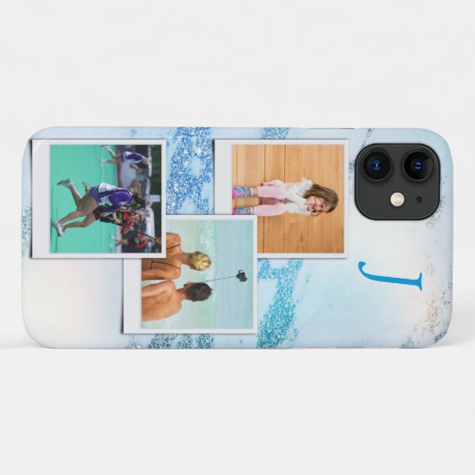 Coques Case-Mate iPhone Modèle photo Blue Marble Parties scintillant Mono (Dos (Horizontal))