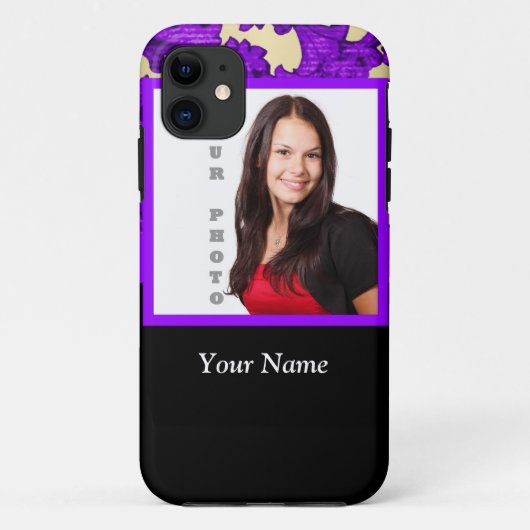 Coques Case-Mate iPhone Modèle photo damassé fleuri violet (Dos)