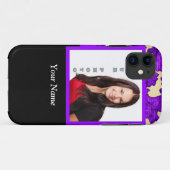 Coques Case-Mate iPhone Modèle photo damassé fleuri violet (Dos (Horizontal))