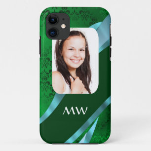 Coques Pour iPhone Modèle photo monogramme vert damé