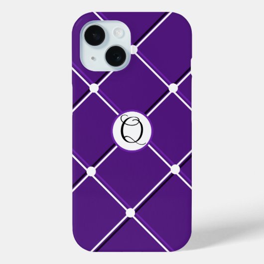 Coques Case-Mate iPhone Modèle rayé violet et blanc avec initiale Q élégan (Verso)