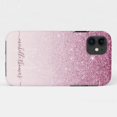 Coques Case-Mate iPhone Modèle rose pâle du script de signature monogramme (Dos (Horizontal))