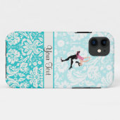 Coques Case-Mate iPhone Modèle turquoise Damask Patinage sur glace (Dos (Horizontal))
