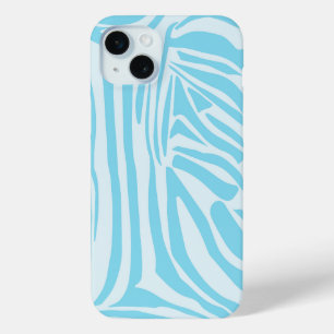 Coque iPhone 15 Mini Modèle Zèbre Bleu