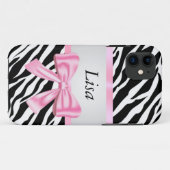 Coques Case-Mate iPhone Modèle Zèbre personnalisé Bow rose (Dos (Horizontal))