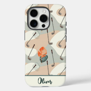 Coques iPhone 16 Pro Modèles de clubs de golf Boho avec feuilles tropic