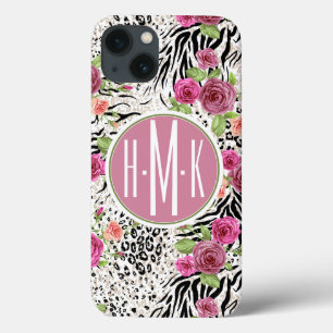 iPhone 13 Coque Modelez avec le monogramme des posters de animaux