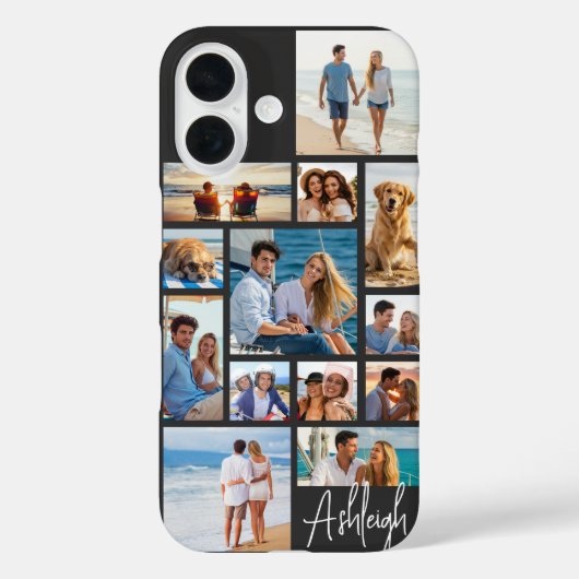 Coques Case-Mate iPhone Modern 13 Photo Collage Nom manuscrit (Verso)