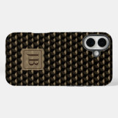 Coques Case-Mate iPhone Modern 3D Monogram, Geometric Bronze Pattern (Verso (horizontal))