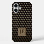 Coques Case-Mate iPhone Modern 3D Monogram, Geometric Bronze Pattern (Verso)