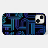 Coques Case-Mate iPhone Modern Abstract Blue Purple Geometric Custom Name (Verso (horizontal))