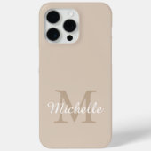 Coques Case-Mate iPhone Modern Beige Monogram Script Name (Verso)