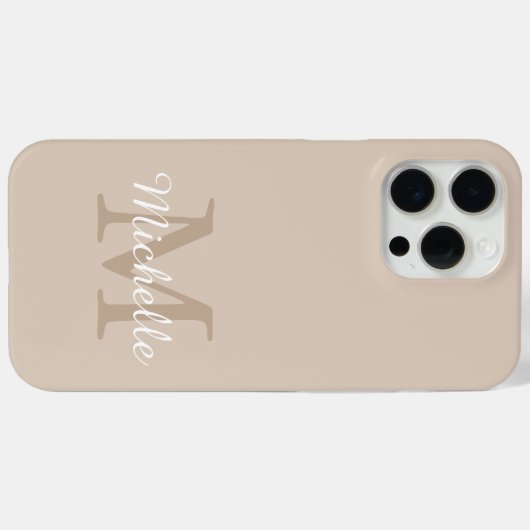 Coques Case-Mate iPhone Modern Beige Monogram Script Name (Verso (horizontal))