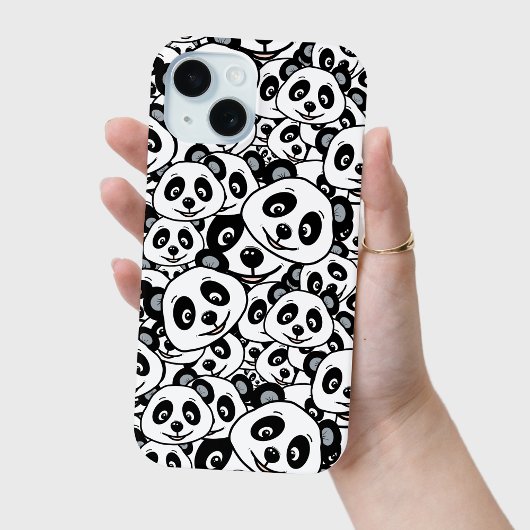 Coques Case-Mate iPhone Modern Black and White Cute Panda Bear Pattern