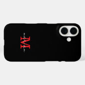 Coques Case-Mate iPhone Modern Black Red Personalized Monogram Phone Case (Verso (horizontal))