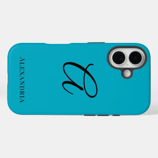 Coques Case-Mate iPhone Modern Blue Stylish Personalized Name Initial (Verso (horizontal))