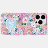 Coques Case-Mate iPhone Modern Colorful Garden Monogrammed  (Verso (horizontal))