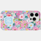 Coques Case-Mate iPhone Modern Colorful Garden Monogrammed  (Verso (horizontal))